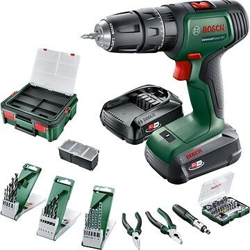 BOSCH UniversalImpact 18 V, 2× 1,5 Ah, nabíjačka, 46 ks príslušenstva, kufor 0.603.9D4.108