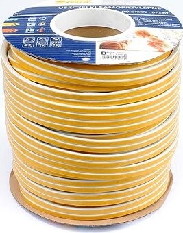 VOREL – Tesnenie na okná a dvere samolepiace, 9 × 7,4 mm, TYP D, biele, 100 m