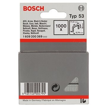 Bosch Sponky do sponkovačky z tenkého drôtu, typ 53 11,4 × 0,74 × 18 mm 1.609.200.369
