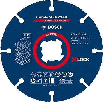 Bosch Viacúčelový rezný kotúč EXPERT Carbide Multi Wheel X-LOCK 115 mm, 22,23 mm 2.608.901.192