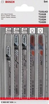 BOSCH 5-dielna súprava pílových plátkov Wood and Plastics so stopkou T 2.608.667.858