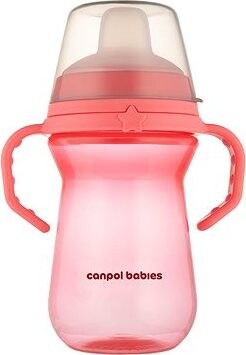 Canpol babies hrnček so silikónovým pítkom FirstCup 250 ml, ružový