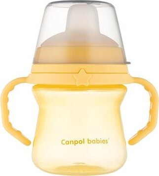 Canpol babies hrnček so silikónovým pítkom FirstCup 150 ml, žltý