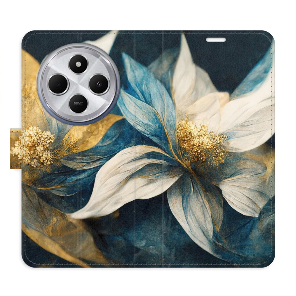 Flipové puzdro iSaprio - Gold Flowers - Xiaomi Redmi 14C / Poco C75