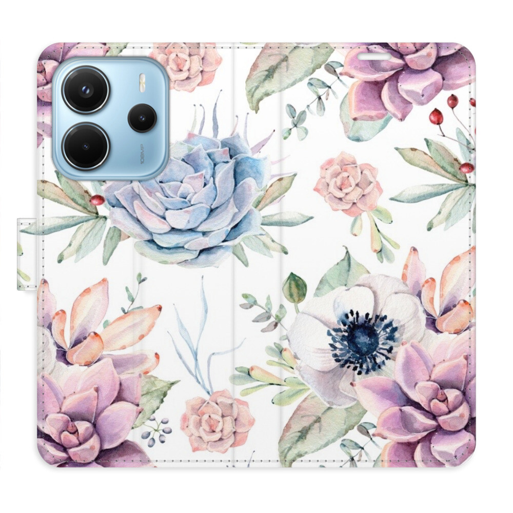 Flipové puzdro iSaprio - Succulents Pattern - Xiaomi Redmi Note 14