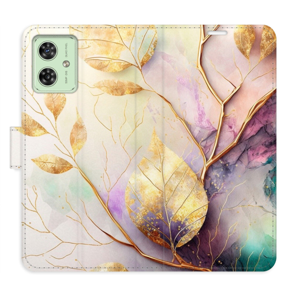 Flipové puzdro iSaprio - Gold Leaves 02 - Motorola Moto G54 5G / G54 5G Power Edition