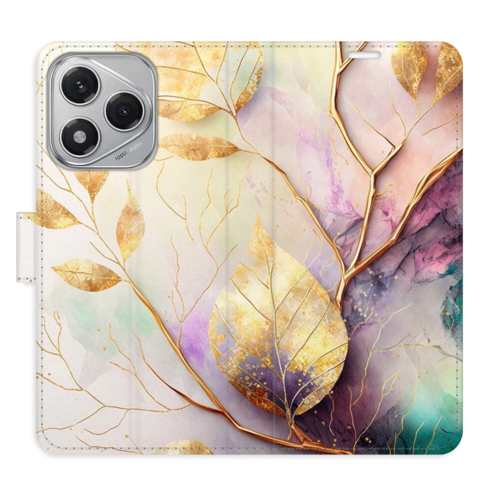 Flipové puzdro iSaprio - Gold Leaves 02 - Honor 400 Lite