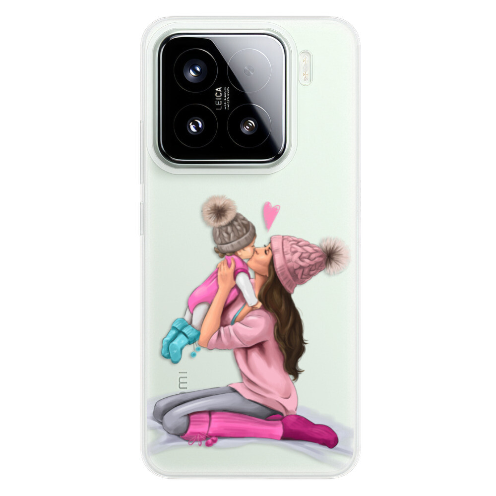 Odolné silikónové puzdro iSaprio - Kissing Mom - Brunette and Girl - Xiaomi 15