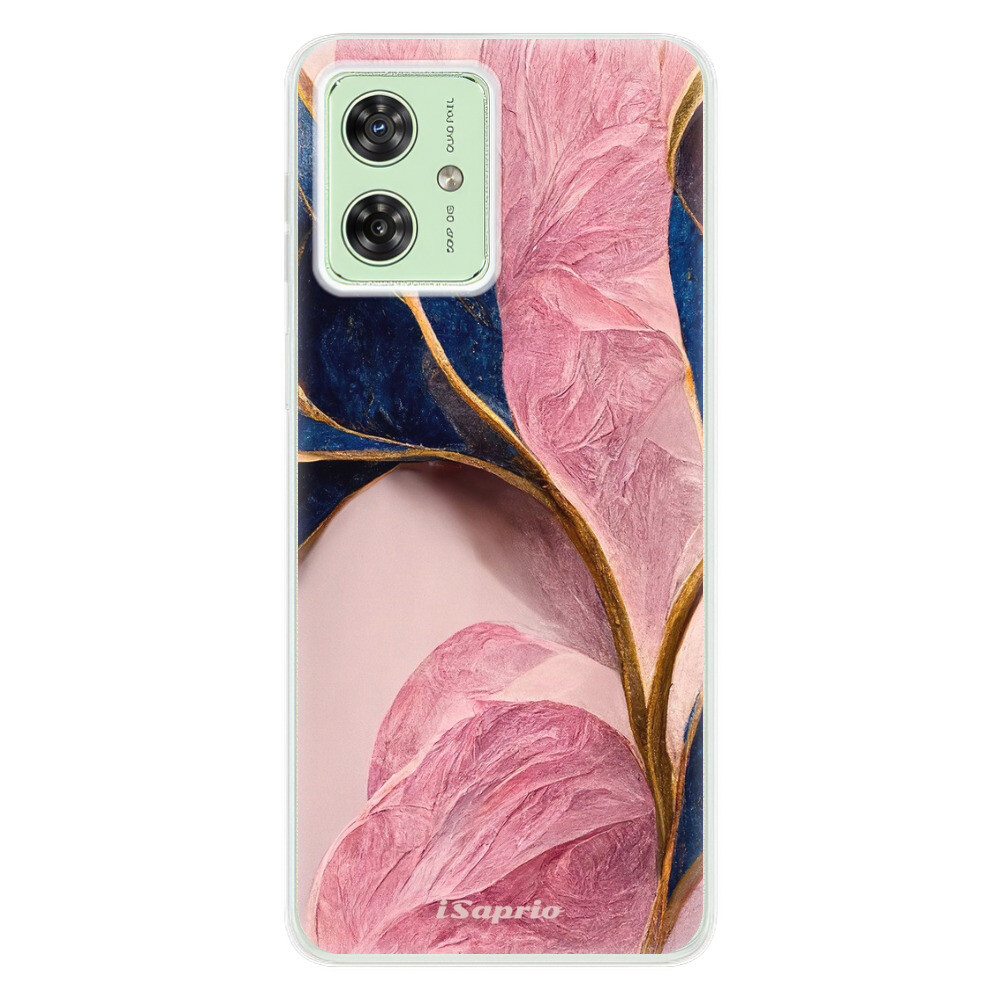 Odolné silikónové puzdro iSaprio - Pink Blue Leaves - Motorola Moto G54 5G / G54 5G Power Edition