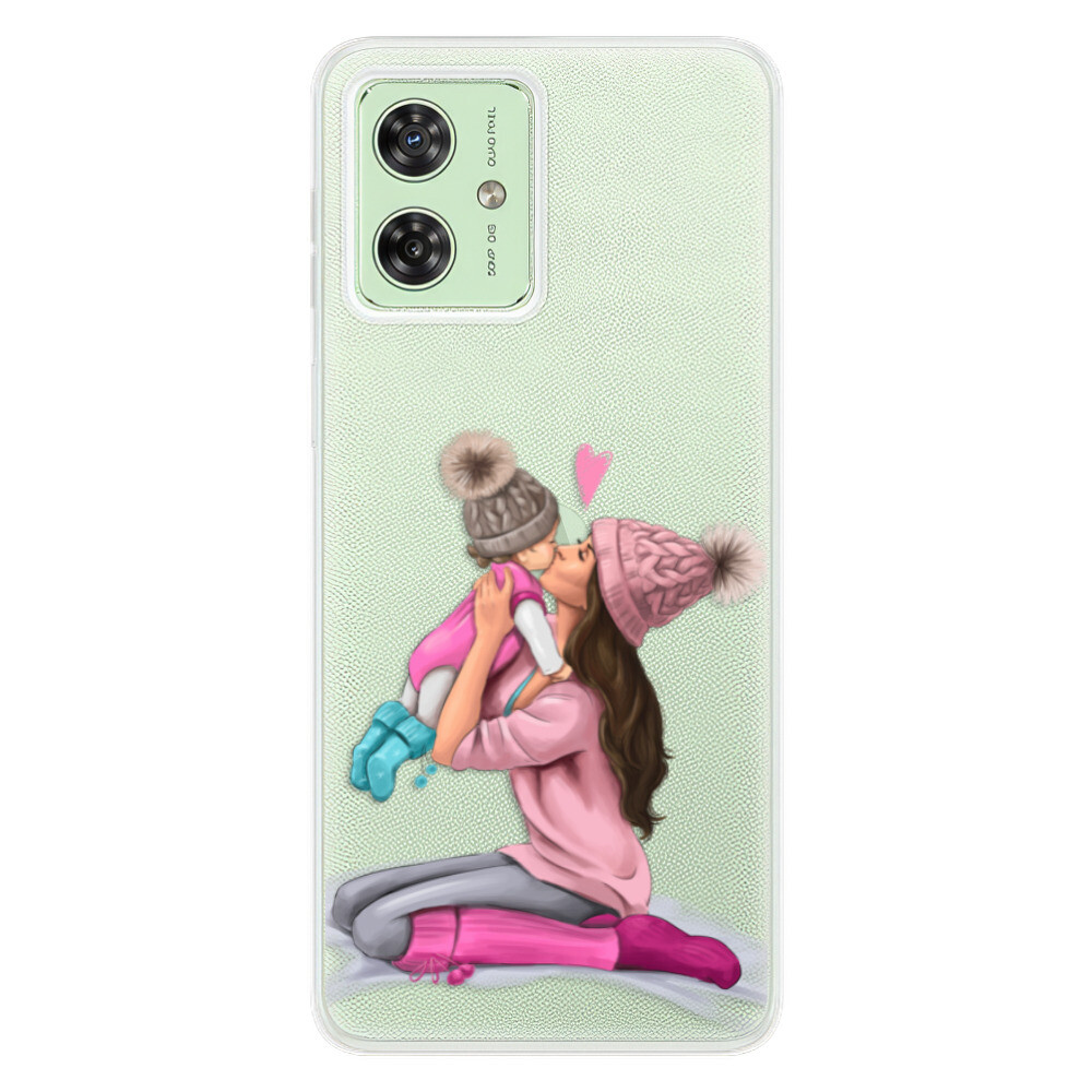 Odolné silikónové puzdro iSaprio - Kissing Mom - Brunette and Girl - Motorola Moto G54 5G / G54 5G Power Edition