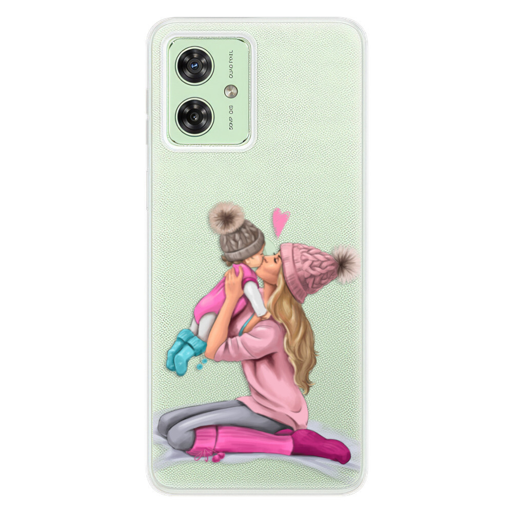 Odolné silikónové puzdro iSaprio - Kissing Mom - Blond and Girl - Motorola Moto G54 5G / G54 5G Power Edition