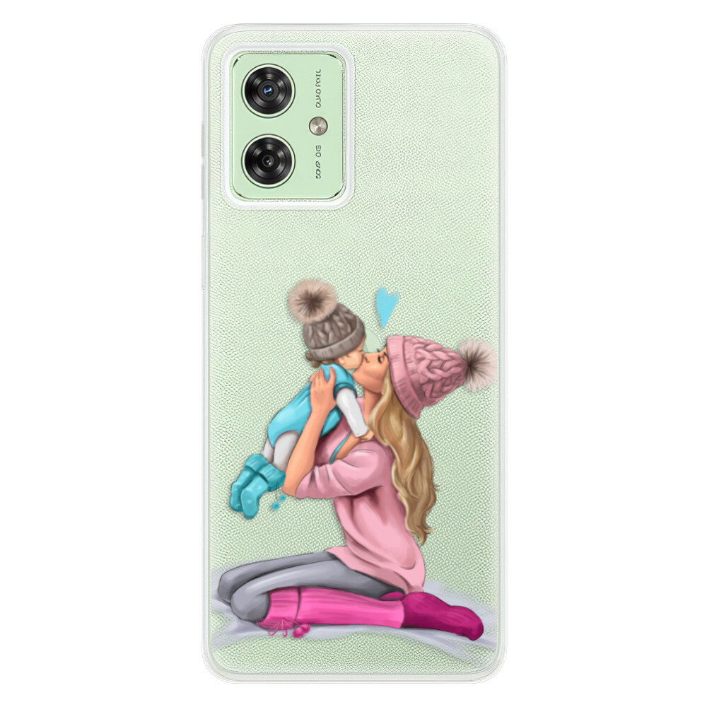 Odolné silikónové puzdro iSaprio - Kissing Mom - Blond and Boy - Motorola Moto G54 5G / G54 5G Power Edition