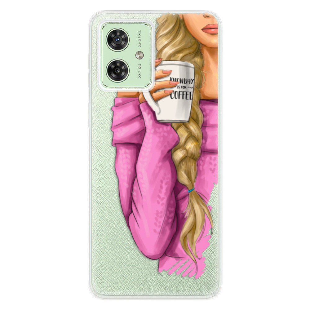 Odolné silikónové puzdro iSaprio - My Coffe and Blond Girl - Motorola Moto G54 5G / G54 5G Power Edition
