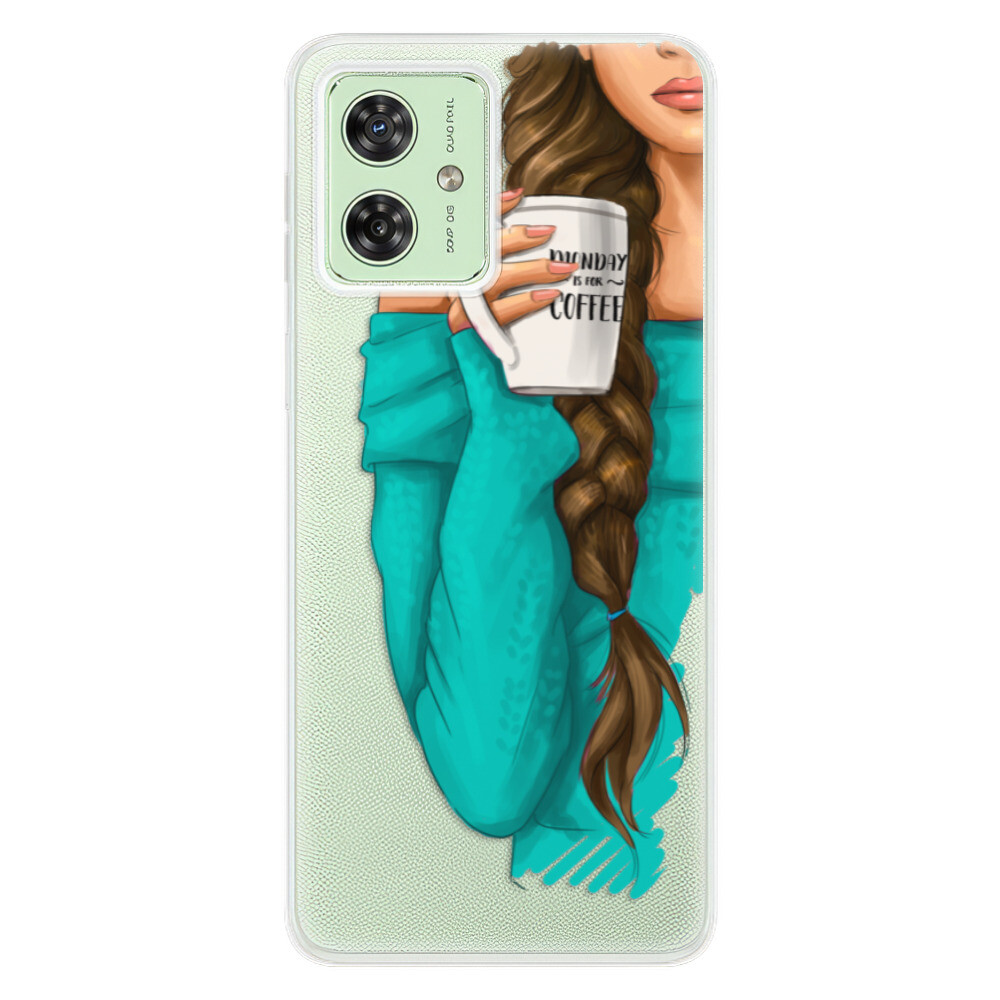 Odolné silikónové puzdro iSaprio - My Coffe and Brunette Girl - Motorola Moto G54 5G / G54 5G Power Edition