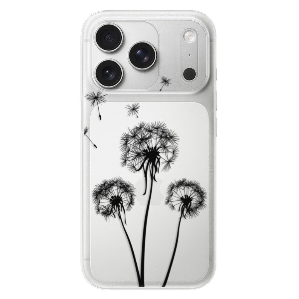 Odolné silikónové puzdro iSaprio - Three Dandelions - black - iPhone 17 Pro