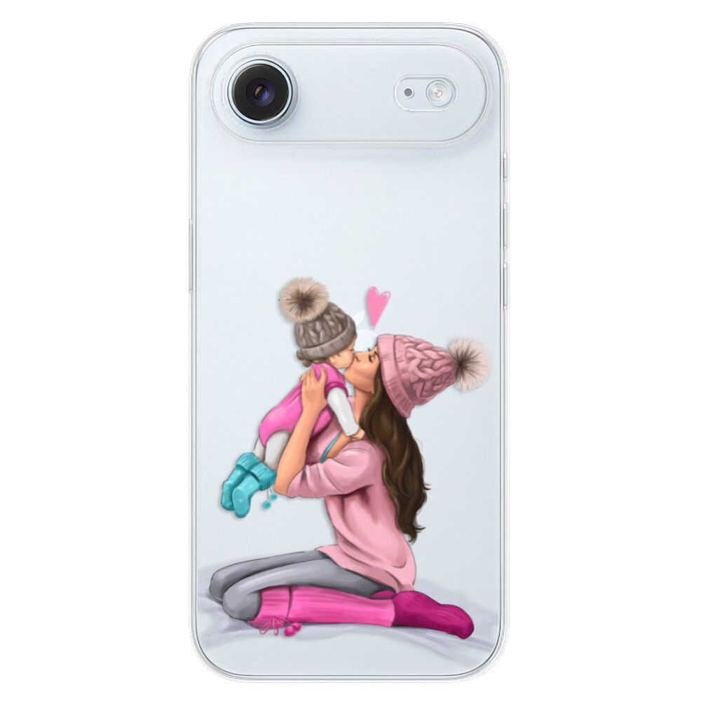Odolné silikónové puzdro iSaprio - Kissing Mom - Brunette and Girl - iPhone 17 Air