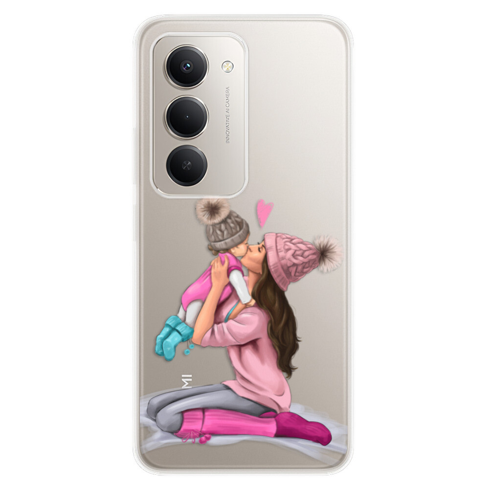 Odolné silikónové puzdro iSaprio - Kissing Mom - Brunette and Girl - Xiaomi Redmi 15