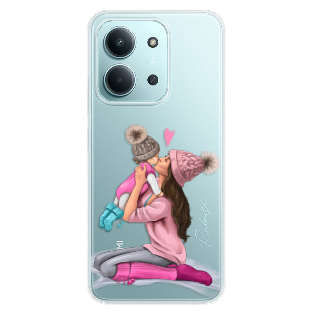 Odolné silikónové puzdro iSaprio - Kissing Mom - Brunette and Girl - Xiaomi Redmi 15C