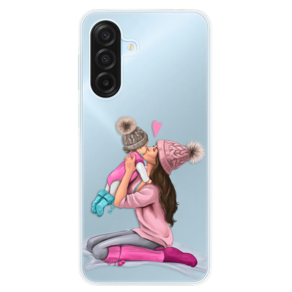 Odolné silikónové puzdro iSaprio - Kissing Mom - Brunette and Girl - Samsung Galaxy A17 / A17 5G