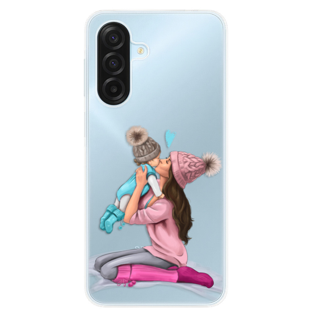 Odolné silikónové puzdro iSaprio - Kissing Mom - Brunette and Boy - Samsung Galaxy A17 / A17 5G