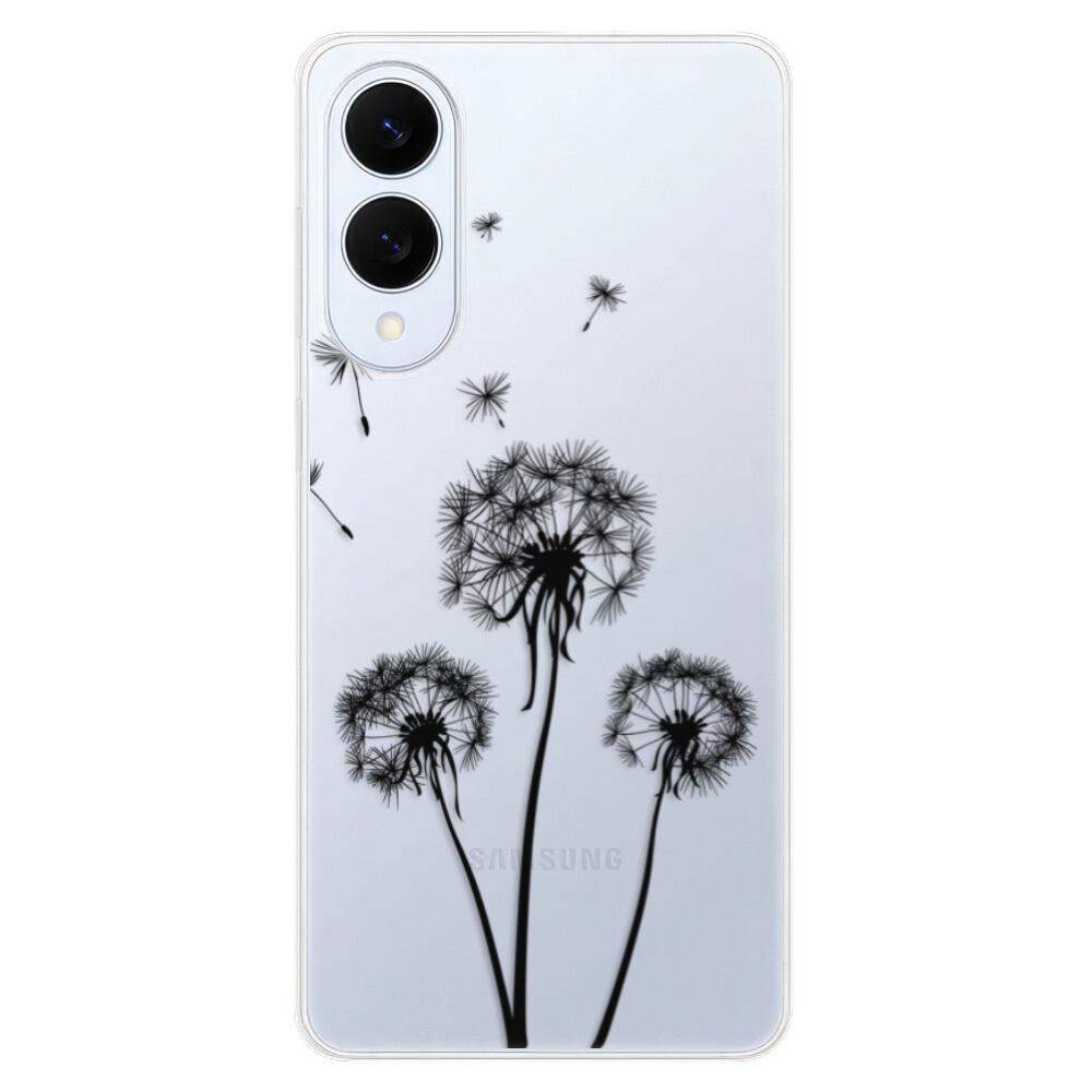 Odolné silikónové puzdro iSaprio - Three Dandelions - black - Samsung Galaxy S25 Edge