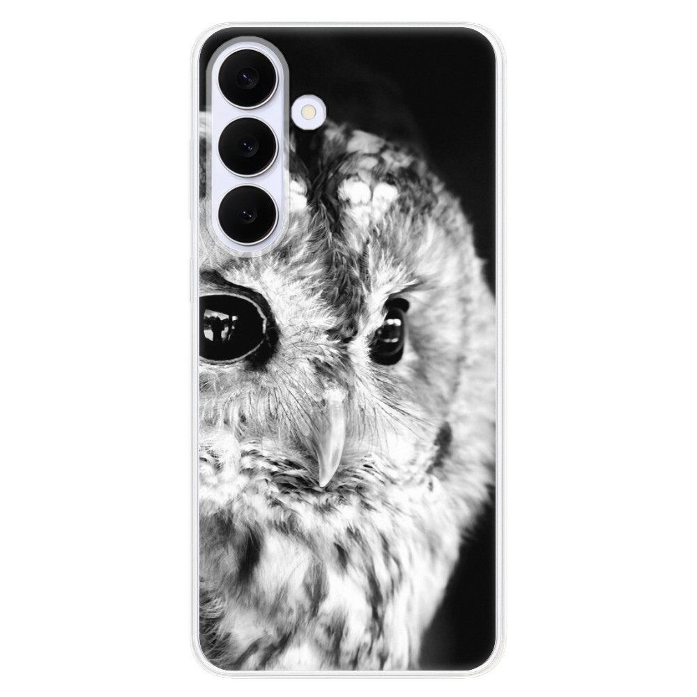 Odolné silikónové puzdro iSaprio - BW Owl - Samsung Galaxy S25 FE