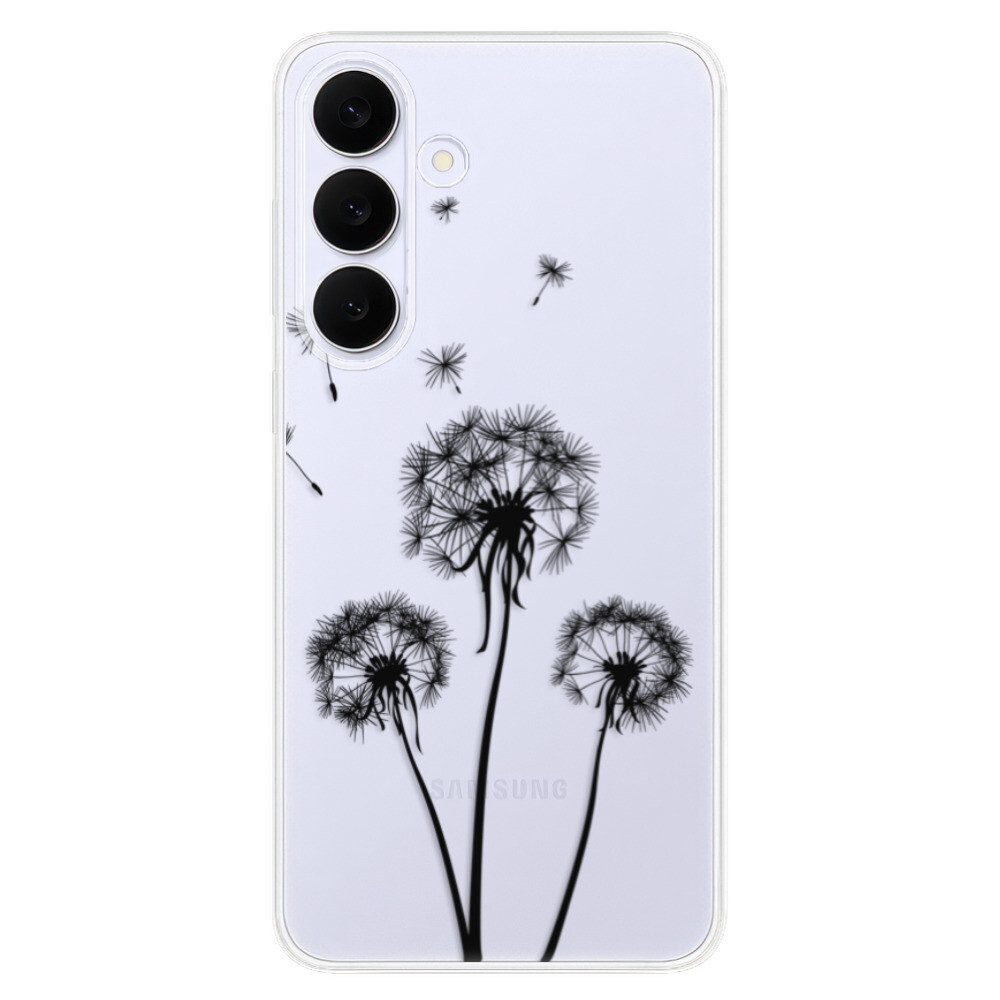Odolné silikónové puzdro iSaprio - Three Dandelions - black - Samsung Galaxy S25 FE