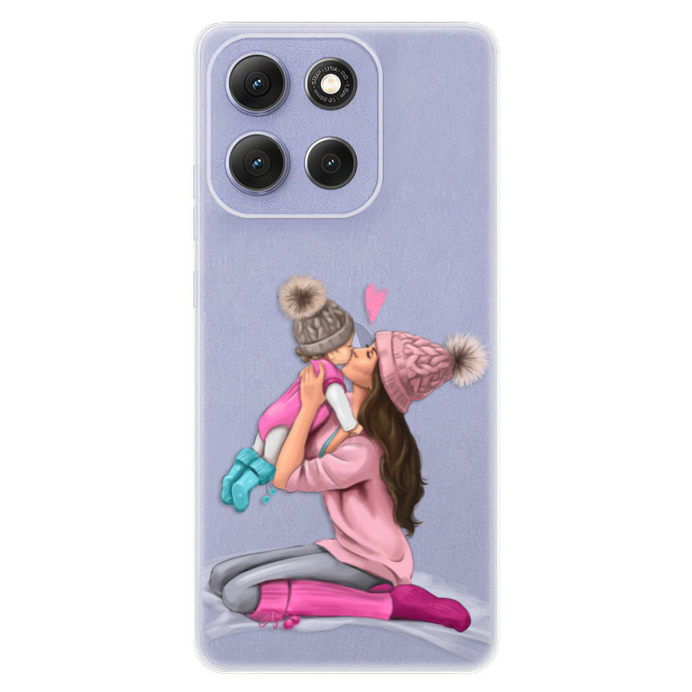 Odolné silikónové puzdro iSaprio - Kissing Mom - Brunette and Girl - Motorola Moto G86 5G