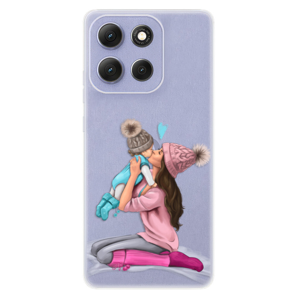 Odolné silikónové puzdro iSaprio - Kissing Mom - Brunette and Boy - Motorola Moto G86 5G