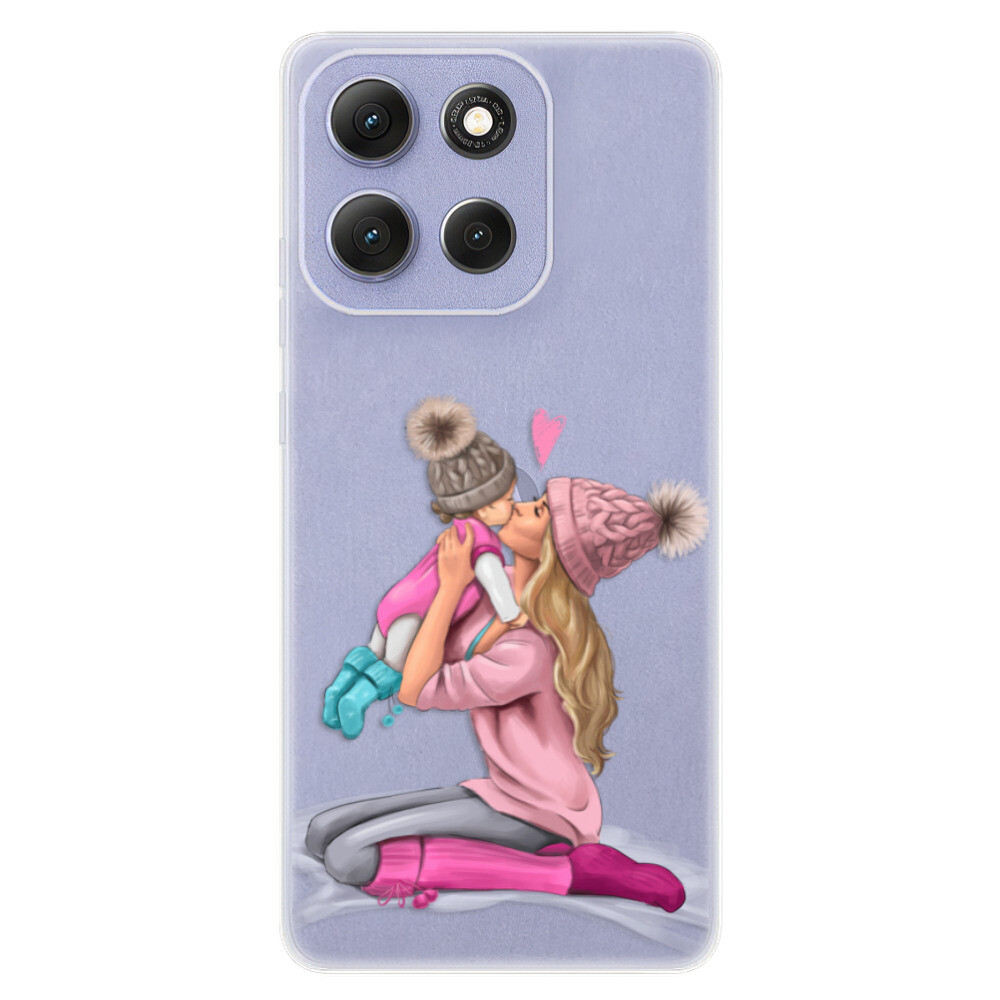 Odolné silikónové puzdro iSaprio - Kissing Mom - Blond and Girl - Motorola Moto G86 5G