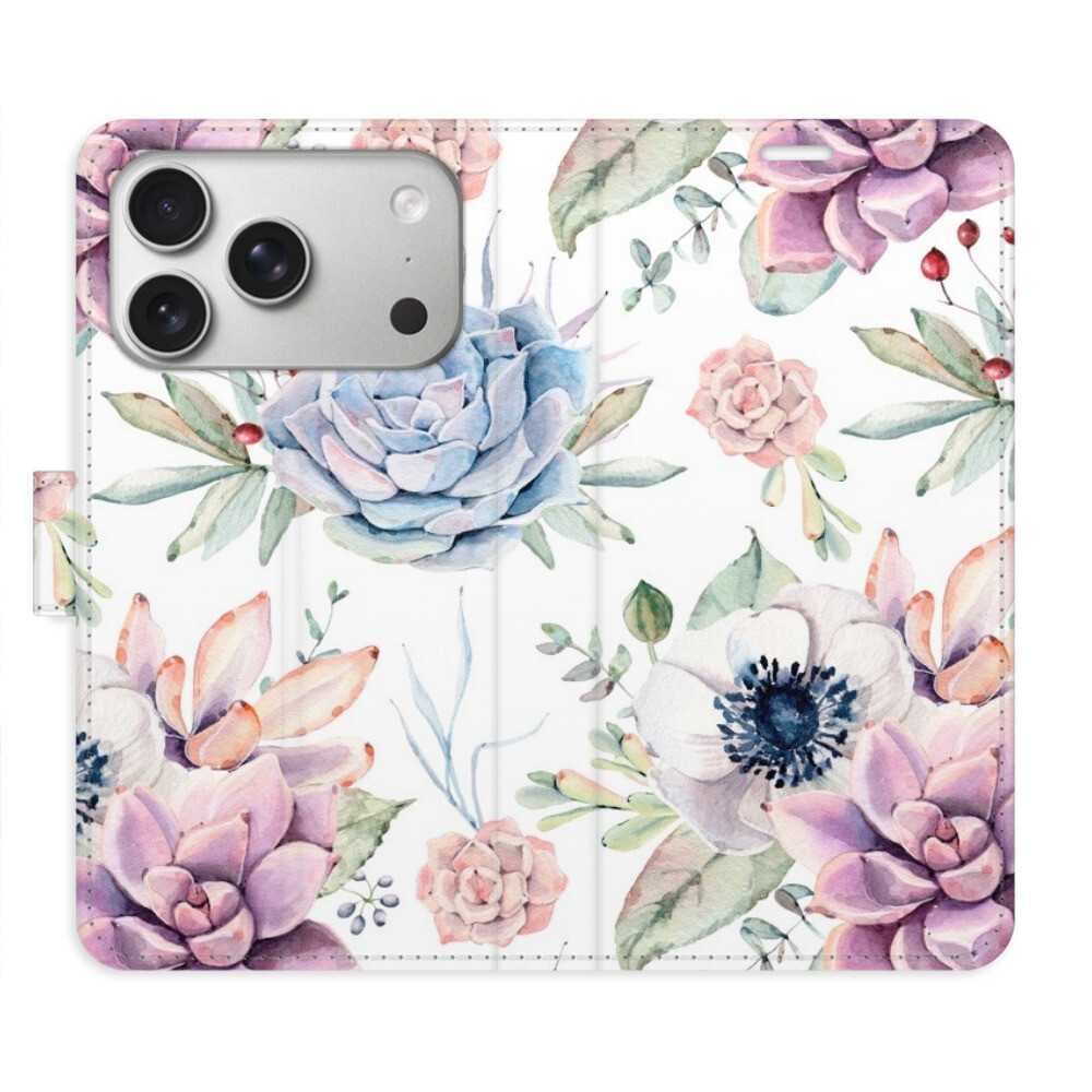 Flipové puzdro iSaprio - Succulents Pattern - iPhone 17 Pro