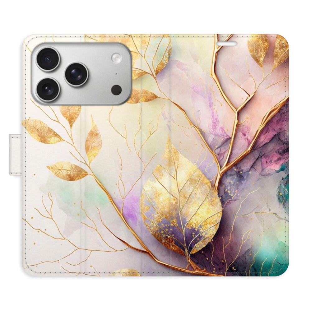 Flipové puzdro iSaprio - Gold Leaves 02 - iPhone 17 Pro