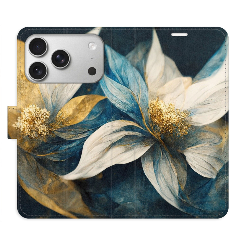 Flipové puzdro iSaprio - Gold Flowers - iPhone 17 Pro