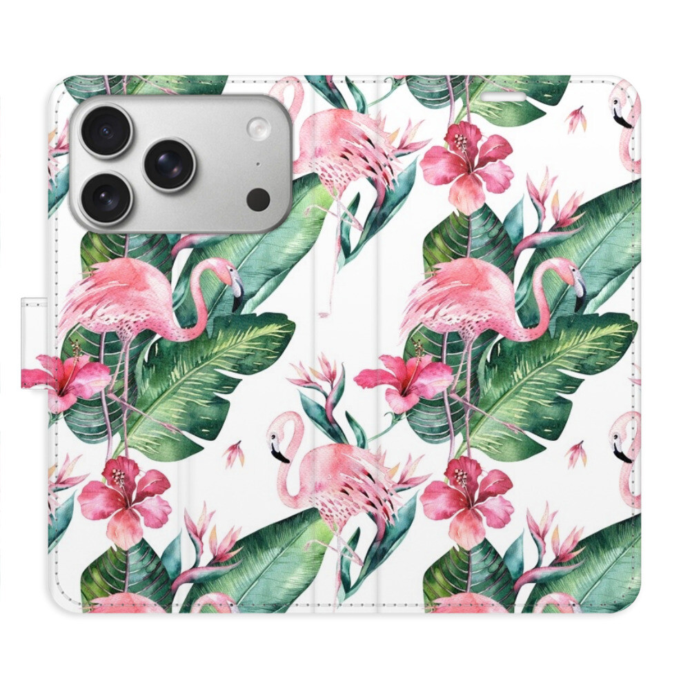Flipové puzdro iSaprio - Flamingos Pattern - iPhone 17 Pro