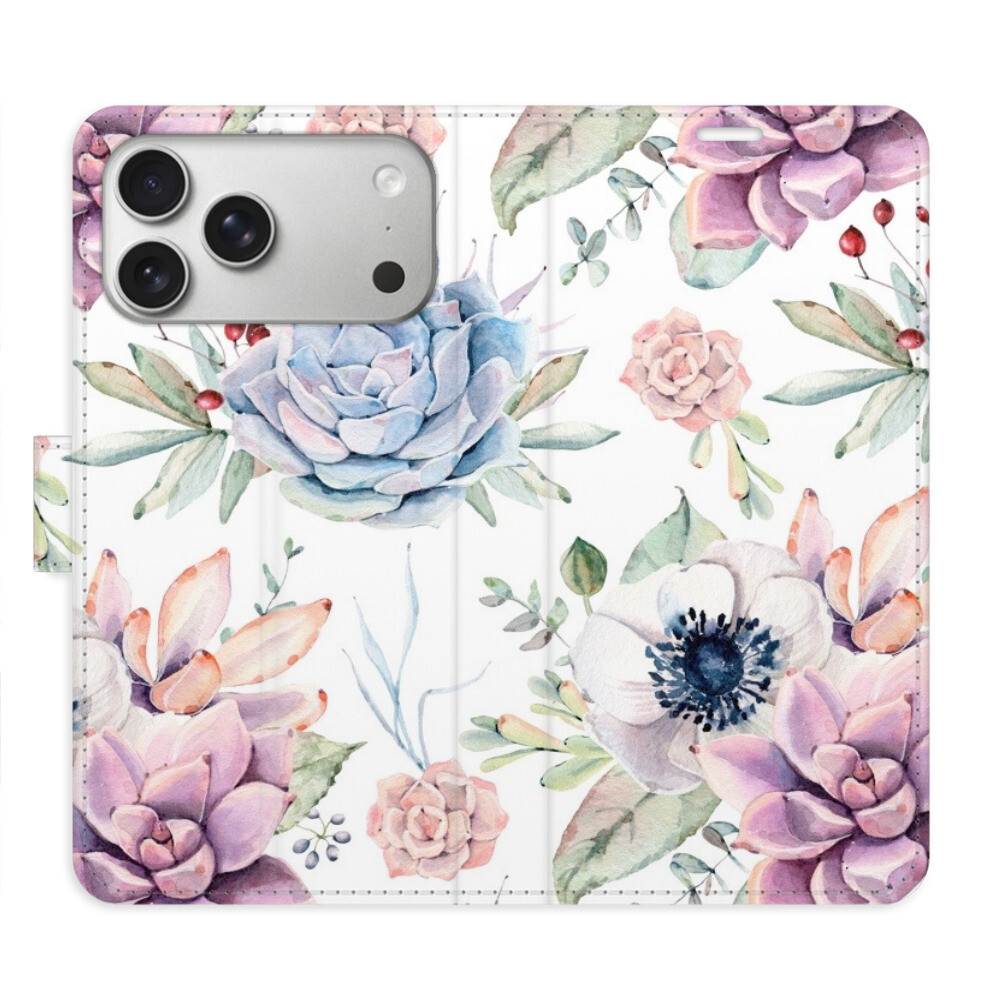 Flipové puzdro iSaprio - Succulents Pattern - iPhone 17 Pro Max