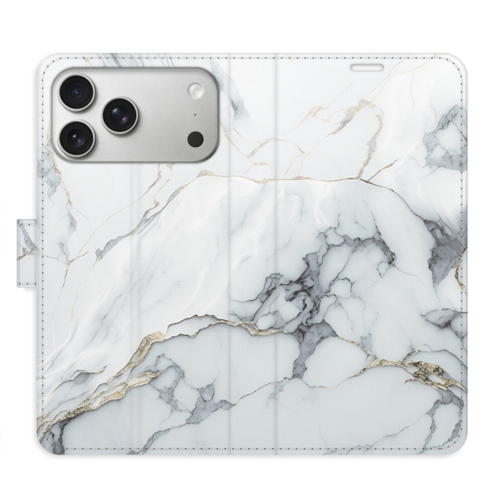 Flipové puzdro iSaprio - SilverMarble 15 - iPhone 17 Pro Max