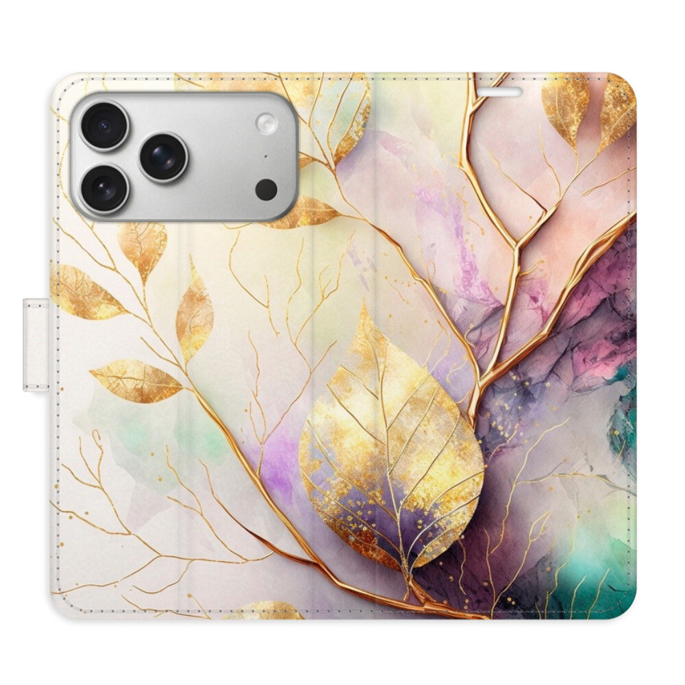 Flipové puzdro iSaprio - Gold Leaves 02 - iPhone 17 Pro Max