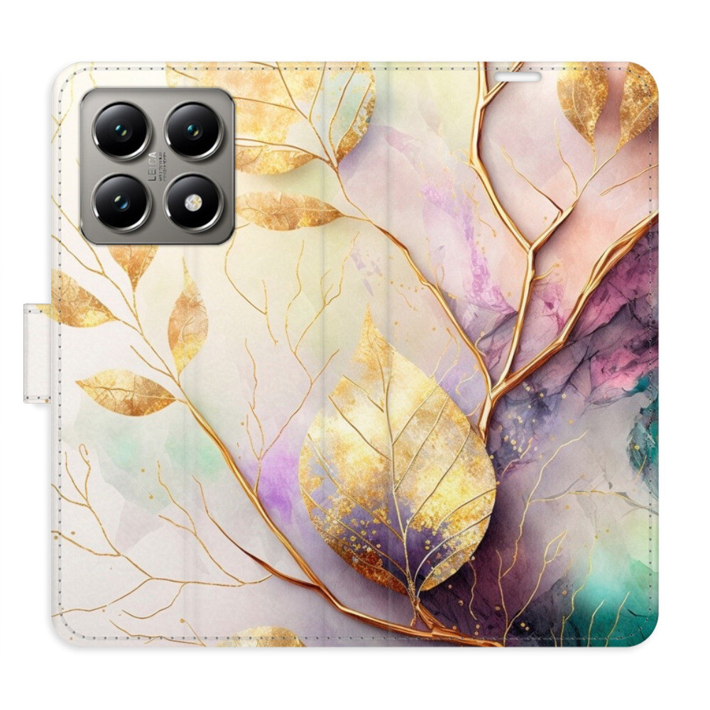 Flipové puzdro iSaprio - Gold Leaves 02 - Xiaomi 14T