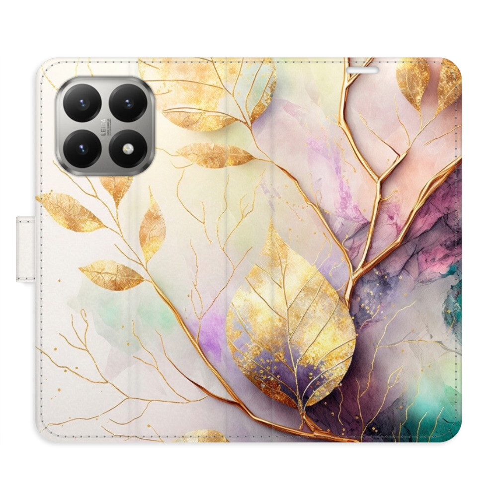 Flipové puzdro iSaprio - Gold Leaves 02 - Xiaomi 15T