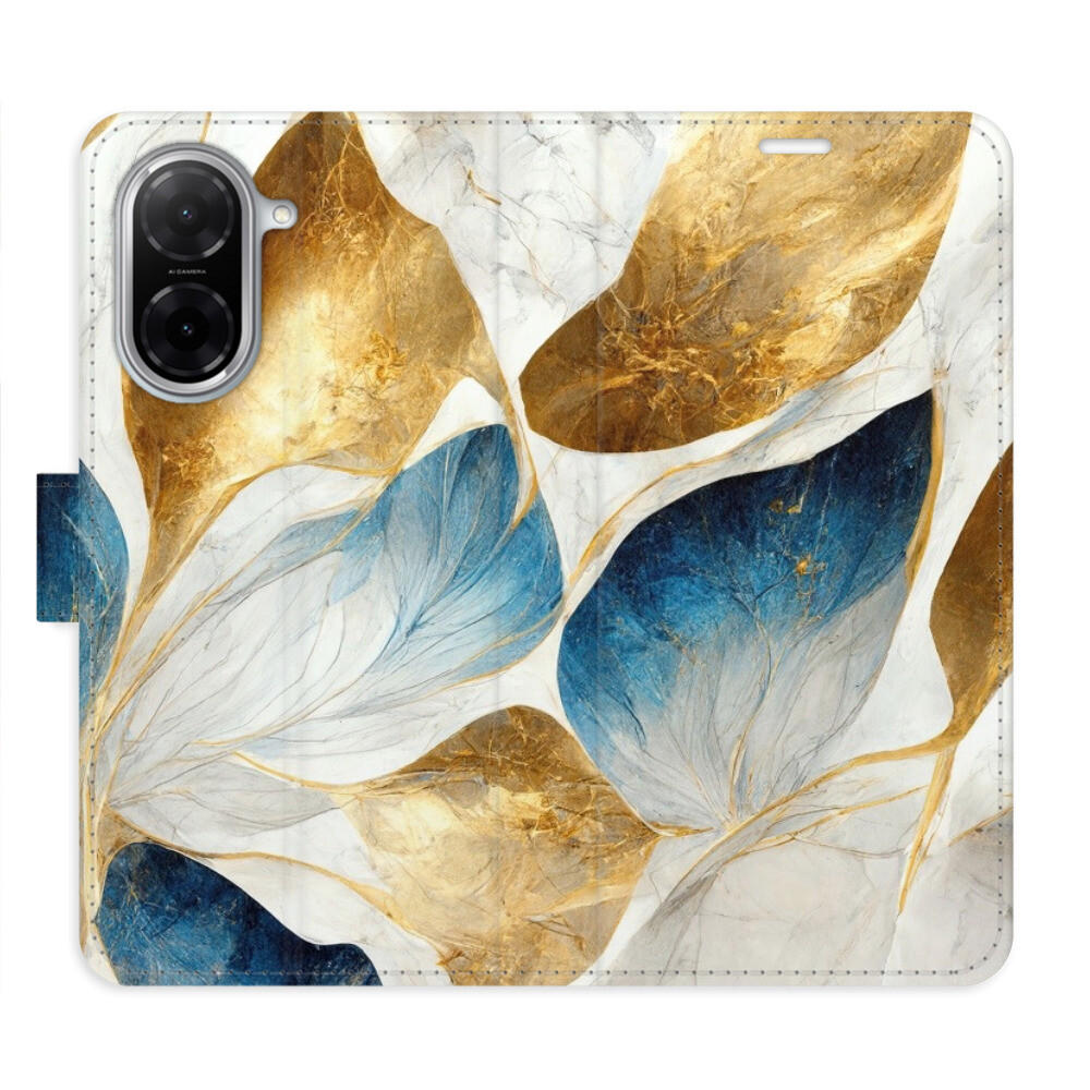 Flipové puzdro iSaprio - GoldBlue Leaves - Xiaomi Redmi A5