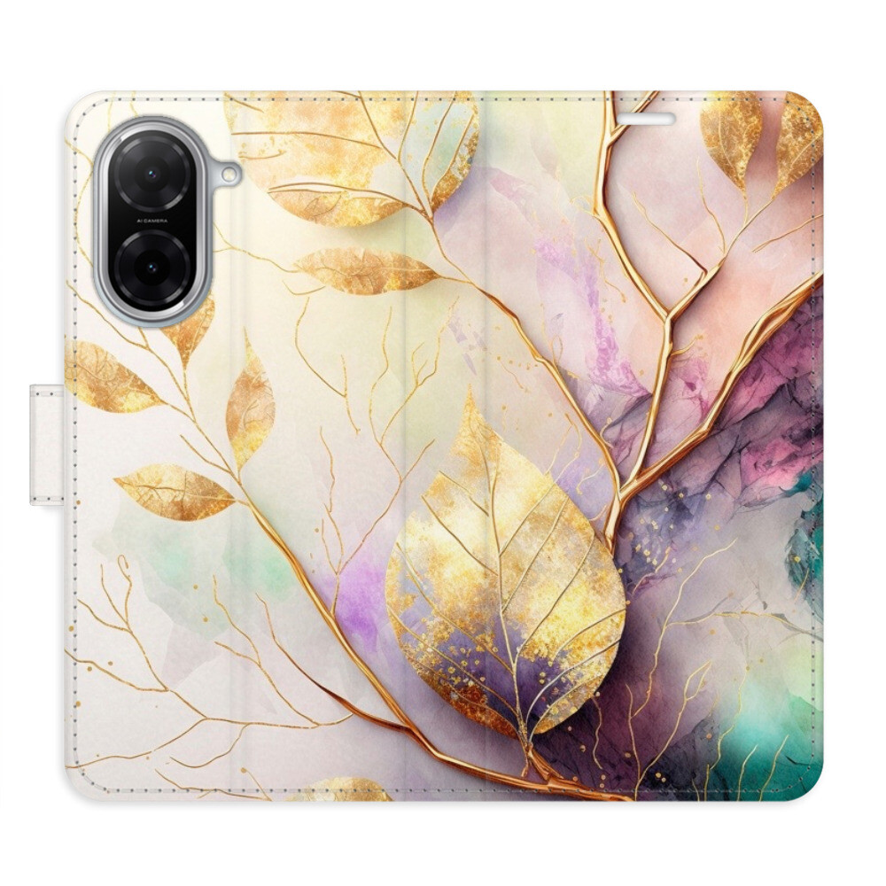 Flipové puzdro iSaprio - Gold Leaves 02 - Xiaomi Redmi A5