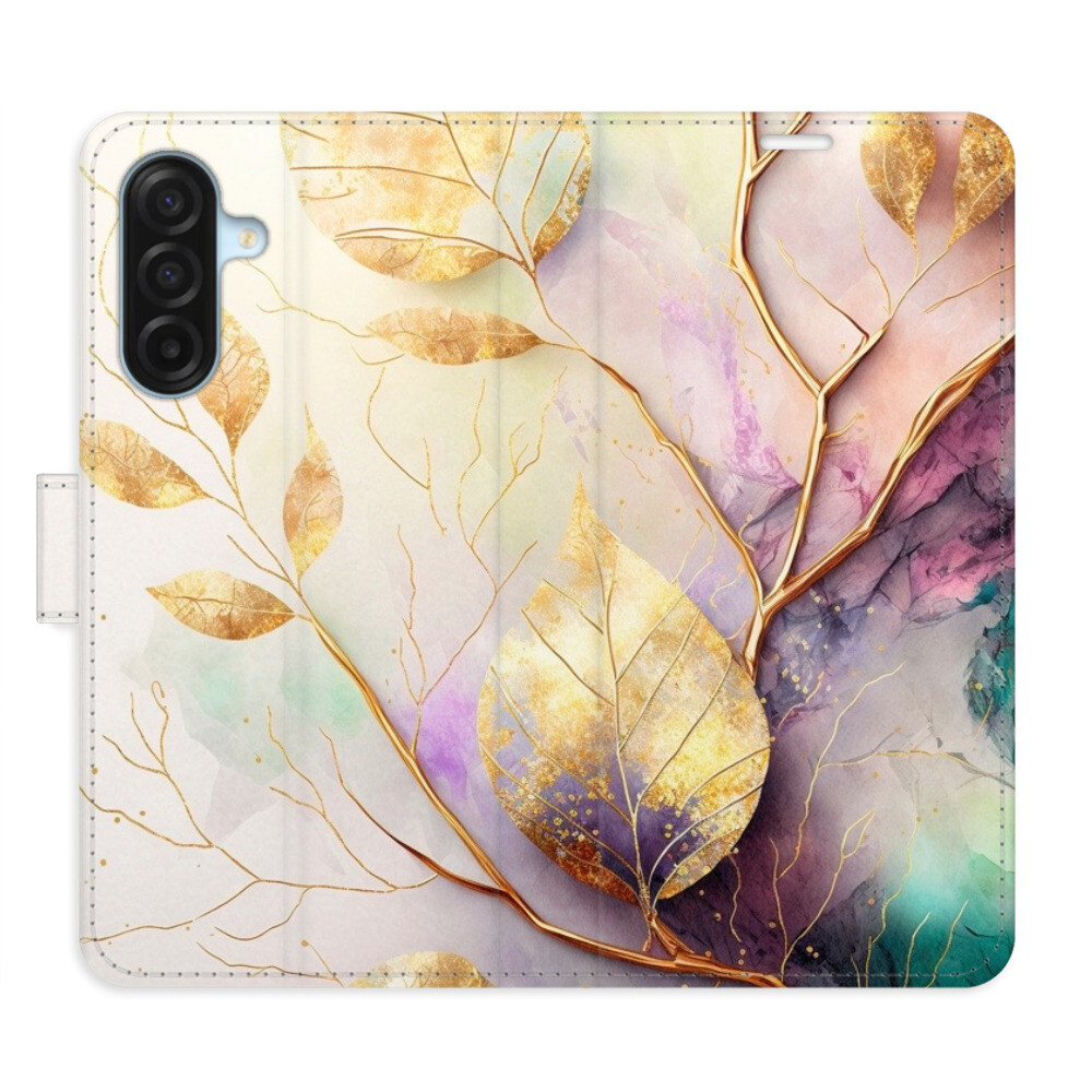 Flipové puzdro iSaprio - Gold Leaves 02 - Samsung Galaxy A17 / A17 5G