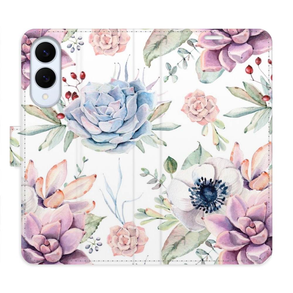 Flipové puzdro iSaprio - Succulents Pattern - Samsung Galaxy S25 Edge