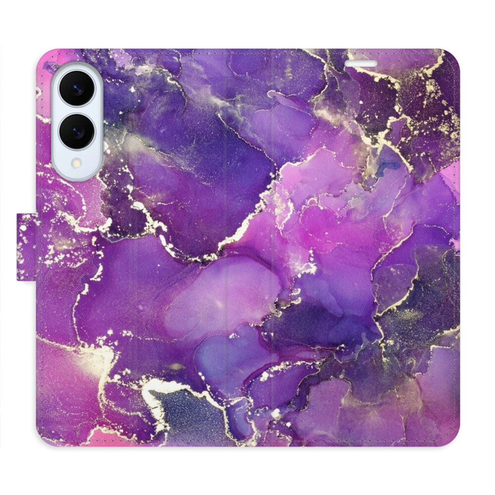 Flipové puzdro iSaprio - Purple Marble - Samsung Galaxy S25 Edge
