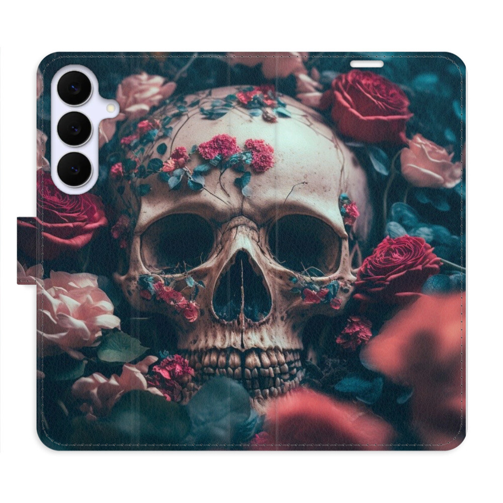 Flipové puzdro iSaprio - Skull in Roses 02 - Samsung Galaxy S25 FE