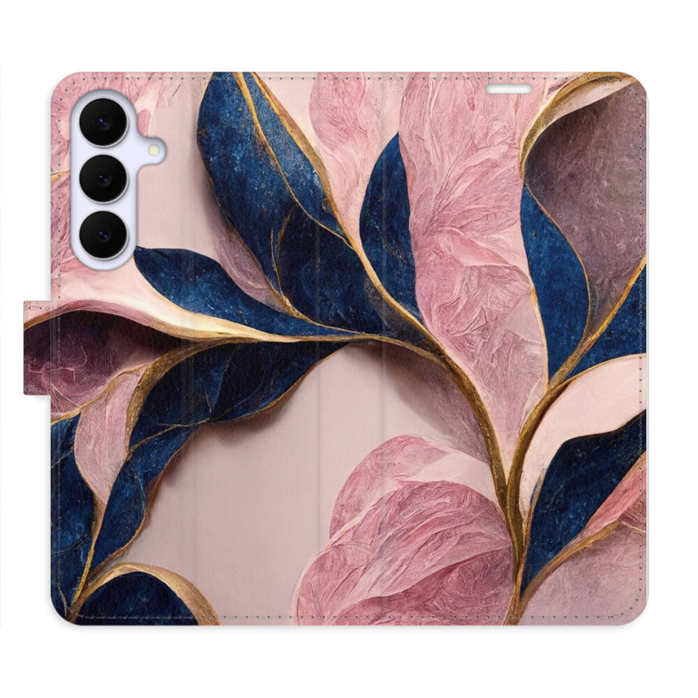 Flipové puzdro iSaprio - Pink Leaves - Samsung Galaxy S25 FE