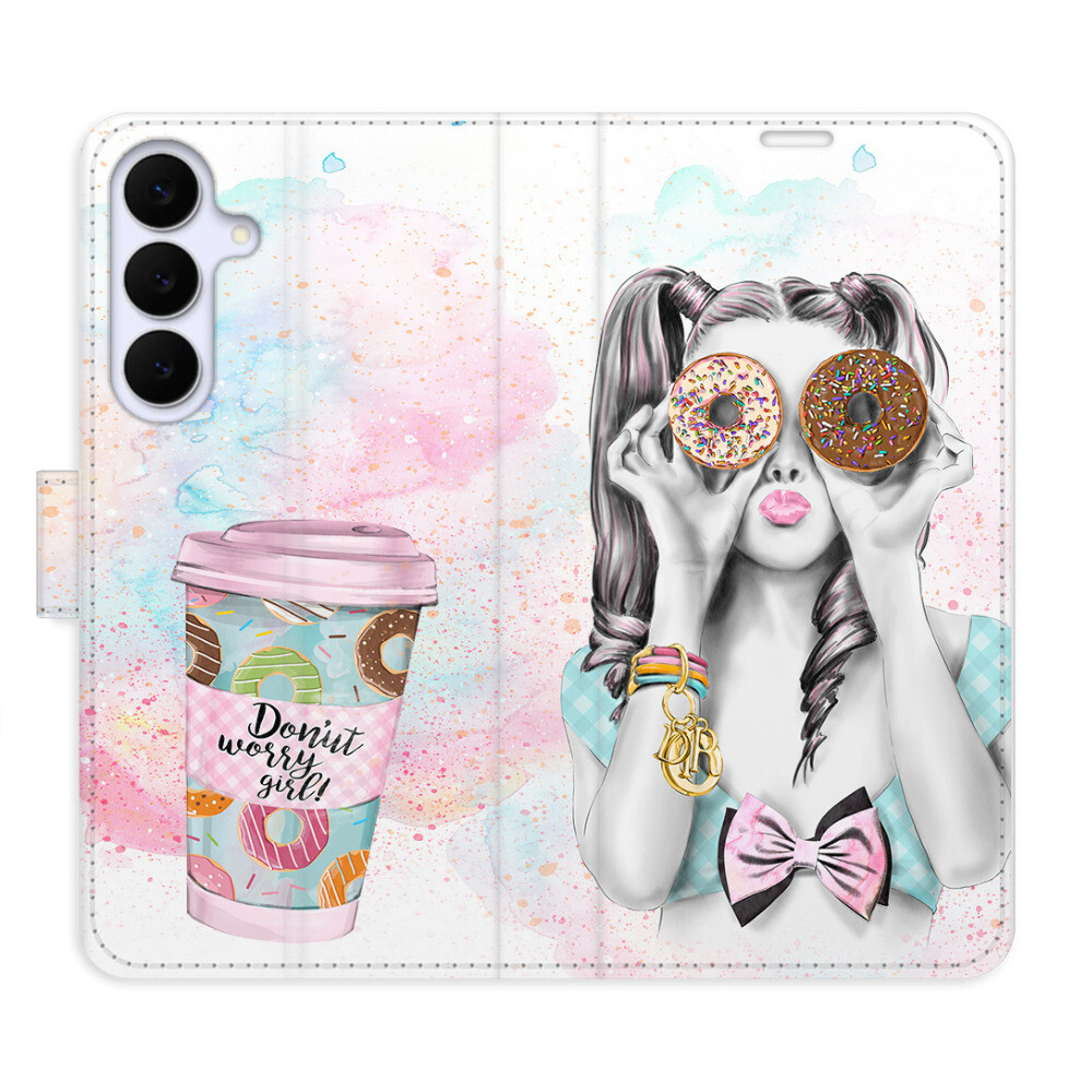 Flipové puzdro iSaprio - Donut Worry Girl - Samsung Galaxy S25 FE