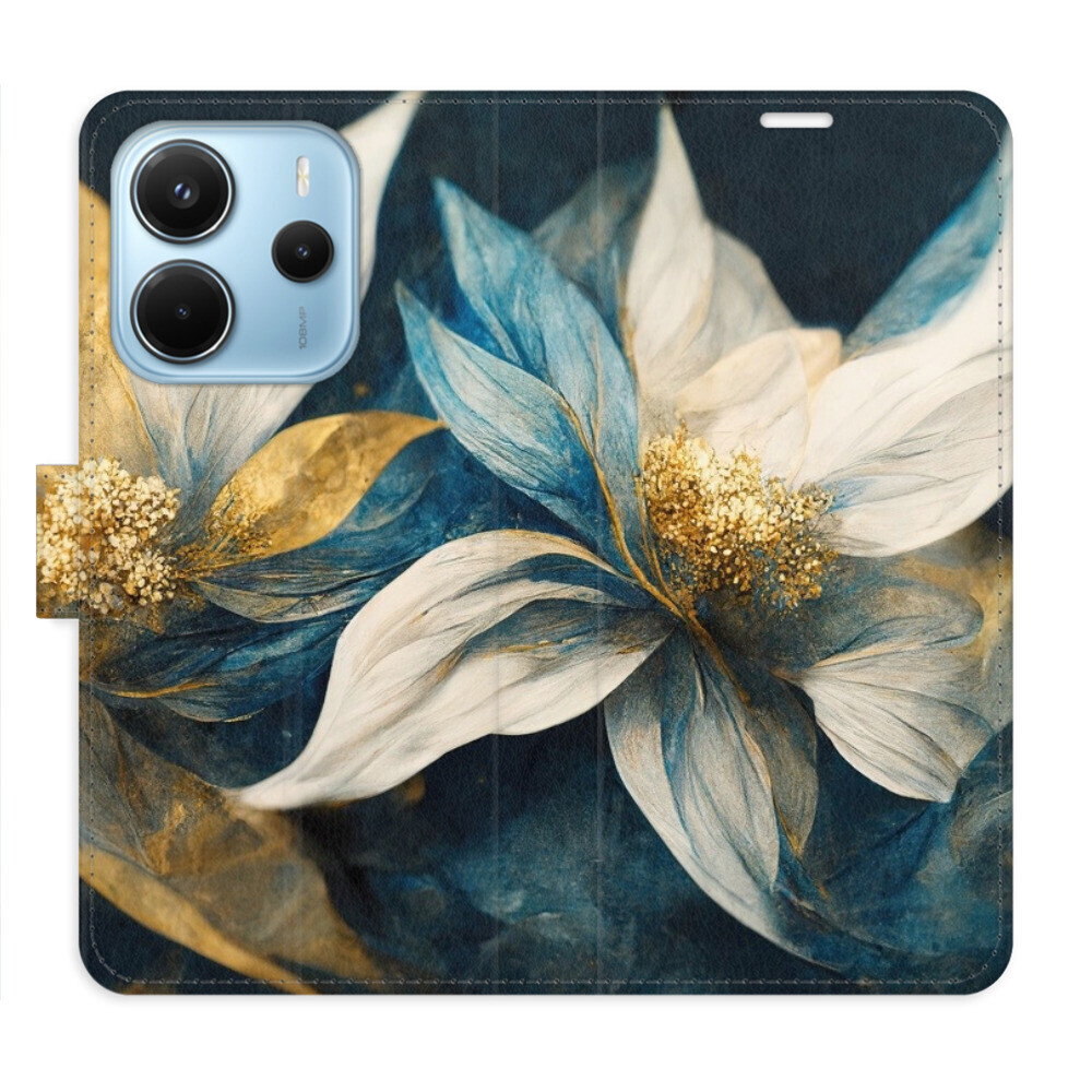 Flipové puzdro iSaprio - Gold Flowers - Xiaomi Redmi Note 14