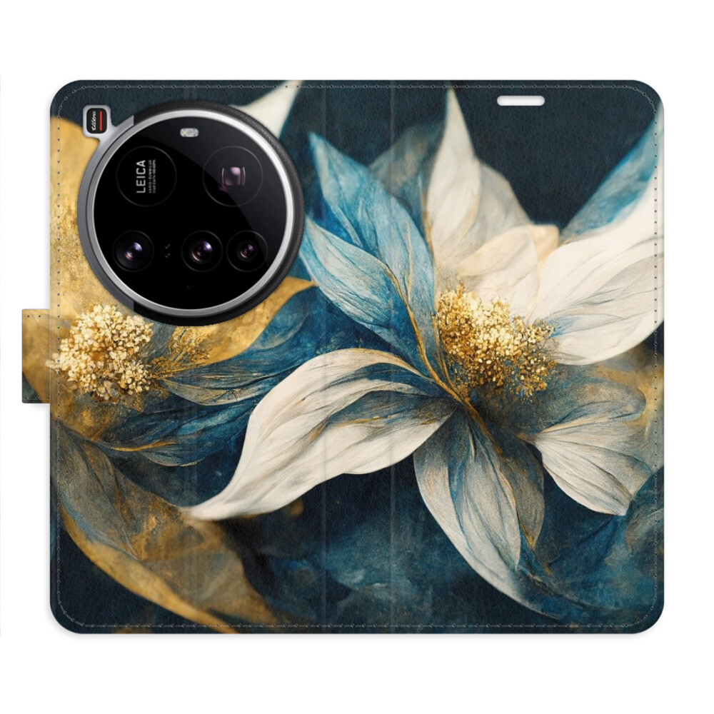 Flipové puzdro iSaprio - Gold Flowers - Xiaomi 15 Ultra