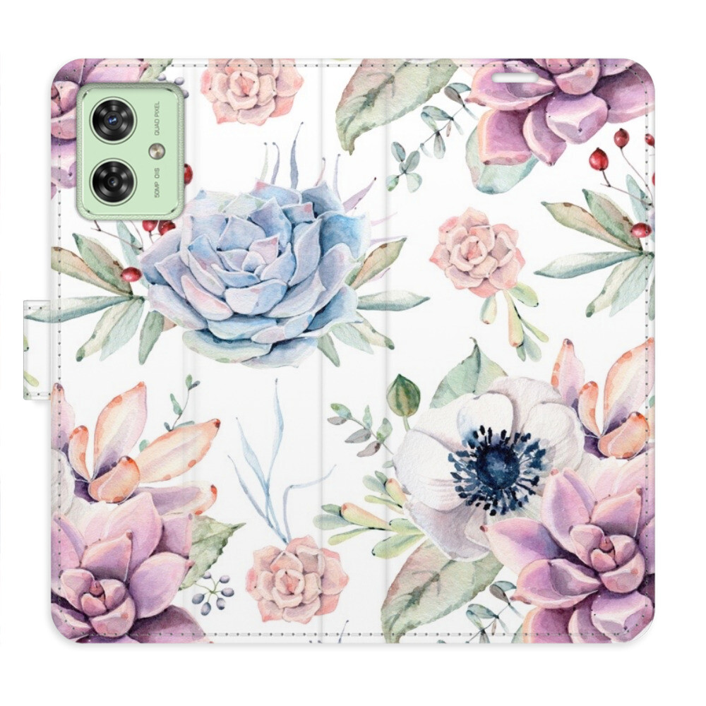 Flipové puzdro iSaprio - Succulents Pattern - Motorola Moto G54 5G / G54 5G Power Edition